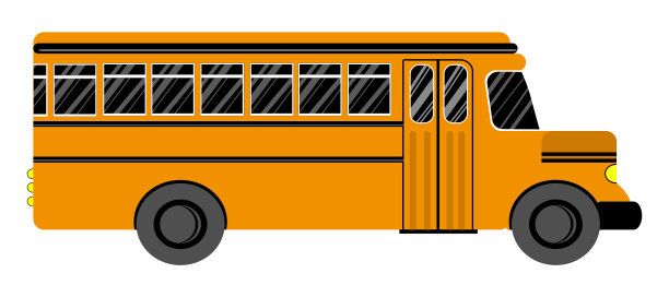 校车上有一种白色背景的扁平风格图片下载
