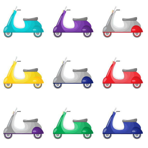 一套漂亮的彩色两轮摩托车图片下载