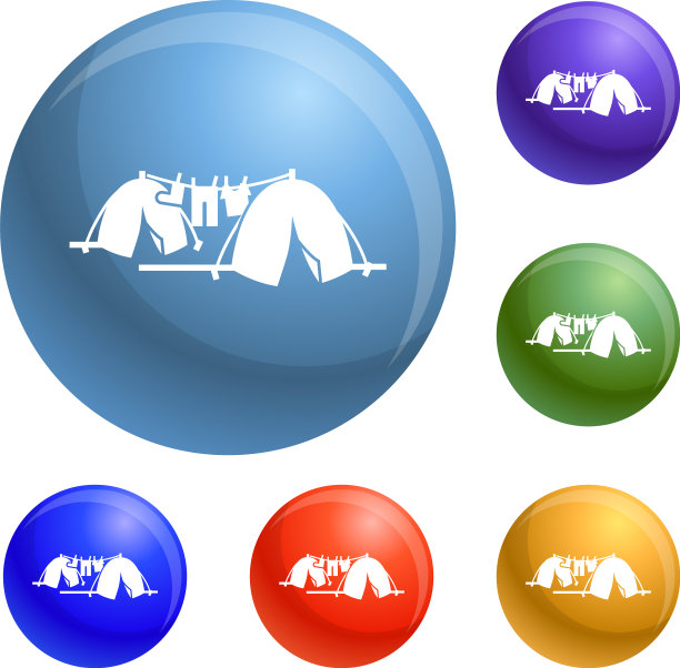 无家可归的帐篷营地图标集图片下载