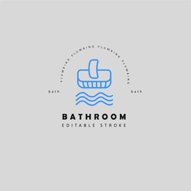 浴室可编辑轮廓的图标和标志图片下载