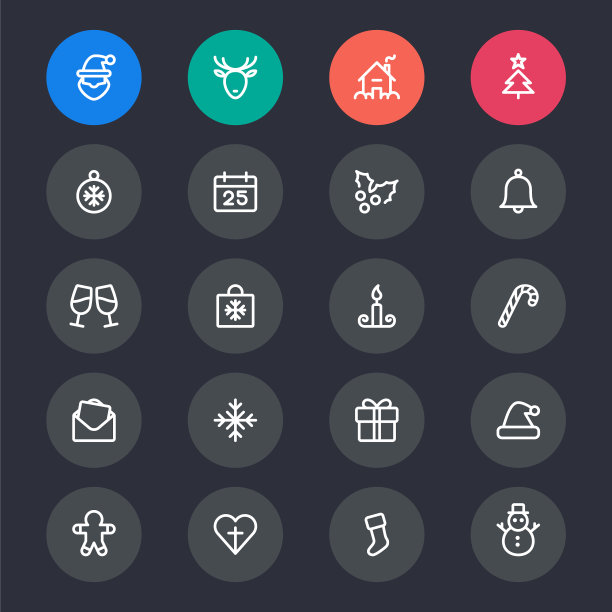 圣诞线条图标图片下载