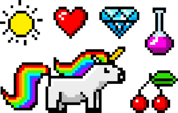 像素艺术8位对象角色独角兽和图片下载