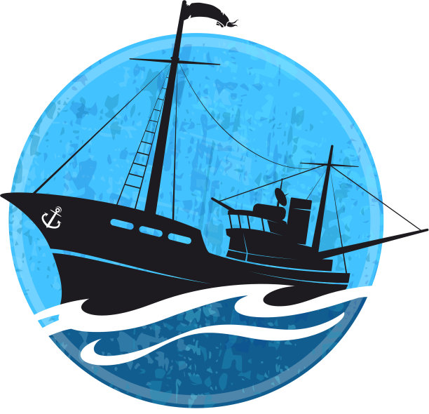 渔船在波浪上的剪影图片下载