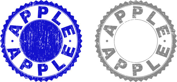 纹理苹果刮邮票印章图片下载