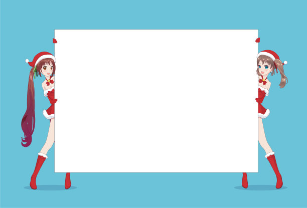 两个动漫女人从海报后面往外看图片下载