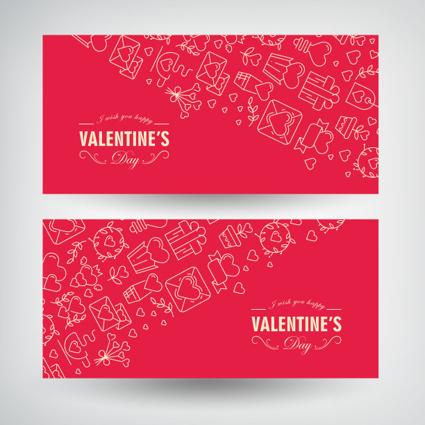 情人节浪漫的横横幅图片下载