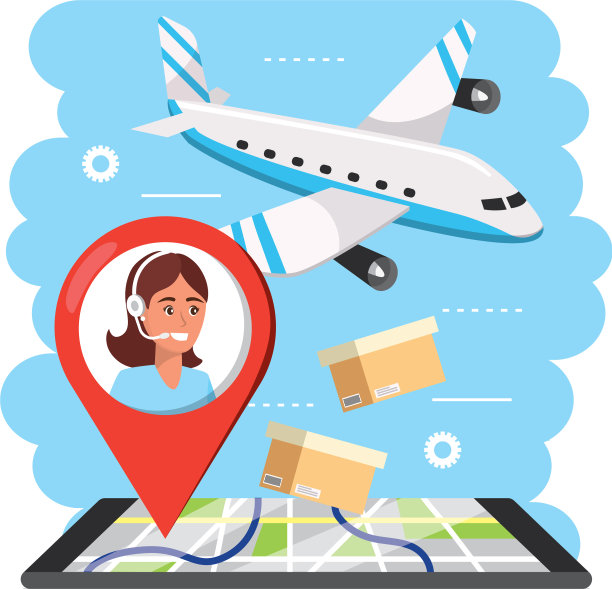 飞机运输和女性呼叫中心人员图片下载