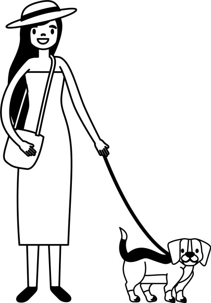 遛狗的女人图片下载