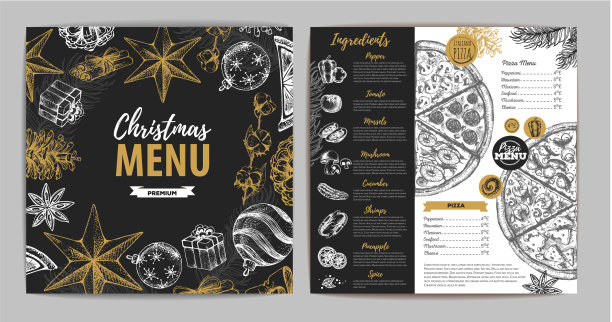 手绘圣诞节日菜单设计图片下载