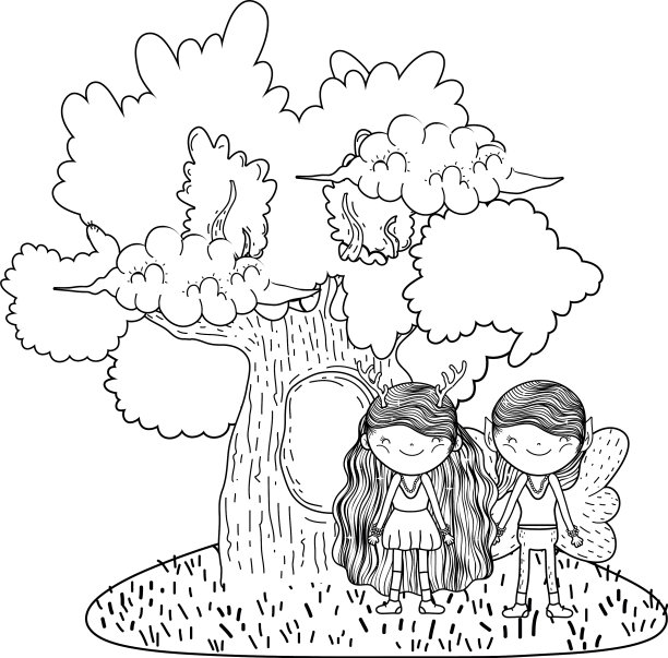 可爱的小仙女和树图片下载