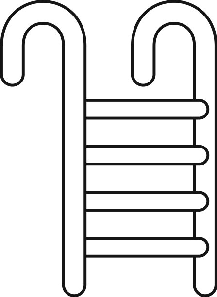 金属泳池楼梯图标轮廓风格图片下载