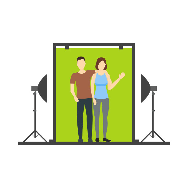 卡通情侣照相馆场景图片下载