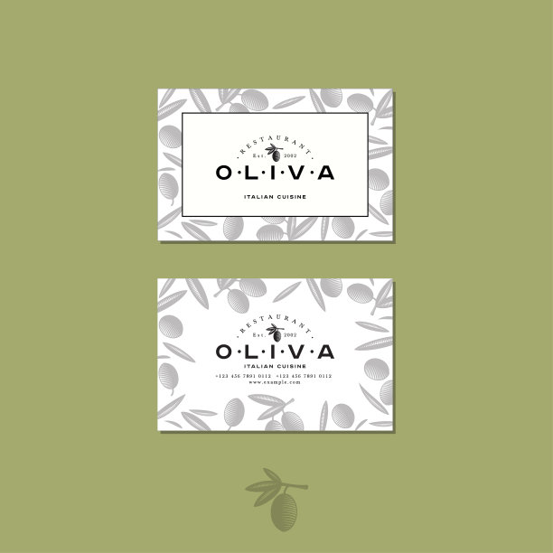 橄榄餐厅标志雕刻风格的商务车图片下载