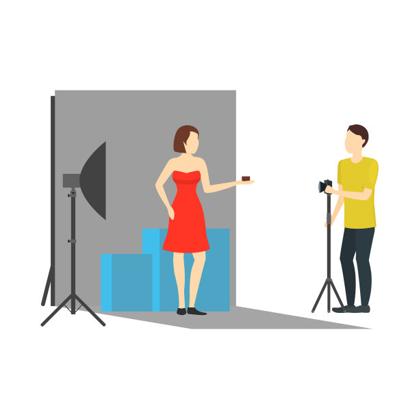 卡通人物摄影师使照片的场景图片下载