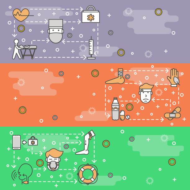 细线艺术急救网横幅模板图片下载