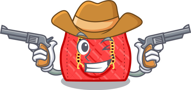 牛仔绗缝包孤立吉祥物图片下载