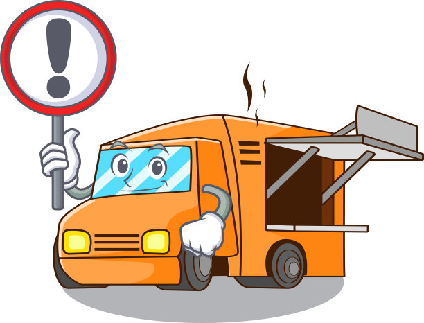 带有标识渲染的卡通餐车形状图片下载