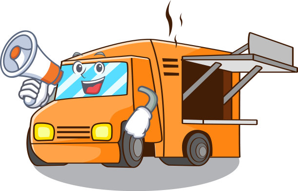 用扩音器播放卡通食品车图片下载