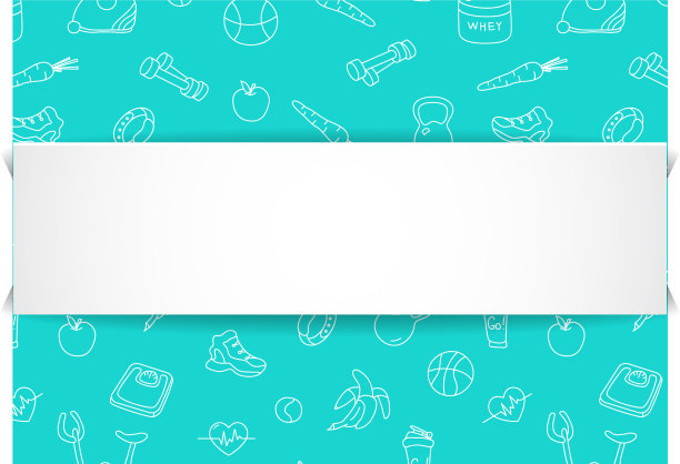 健身旗帜与手绘健身房模式和3d图片下载