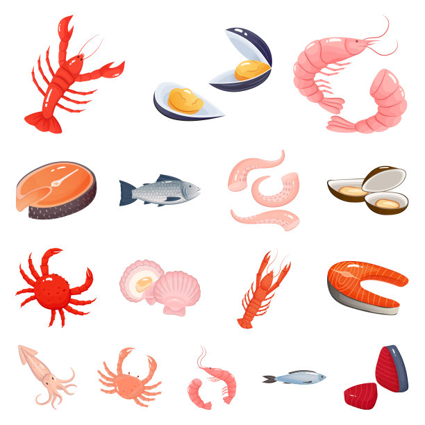 设计食品和海洋标志套餐食品图片下载