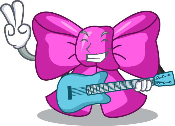 带吉他蝴蝶结的人物设计很时髦图片下载