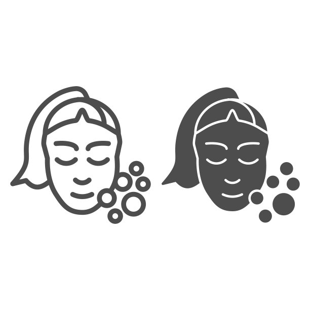 护肤线和字形图标女孩洗脸图片下载