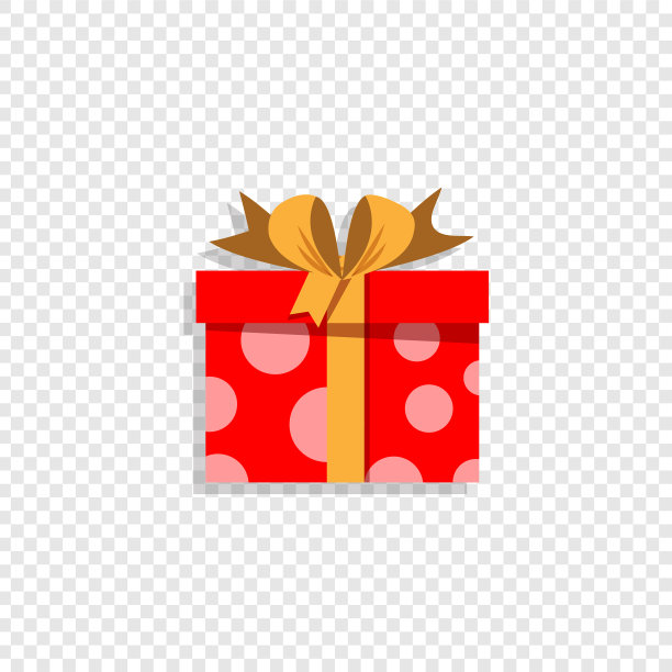 红色礼品盒隔离透明图片下载