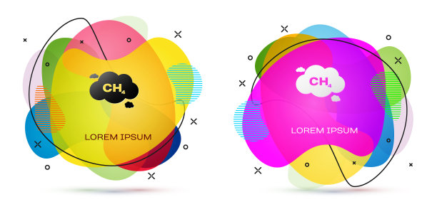 彩色甲烷减排图标隔离图片下载