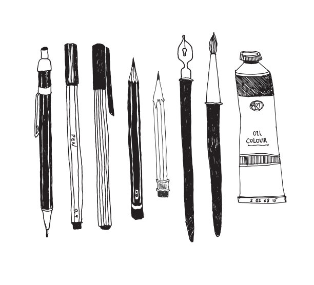 手绘艺术工具和用品集图片下载