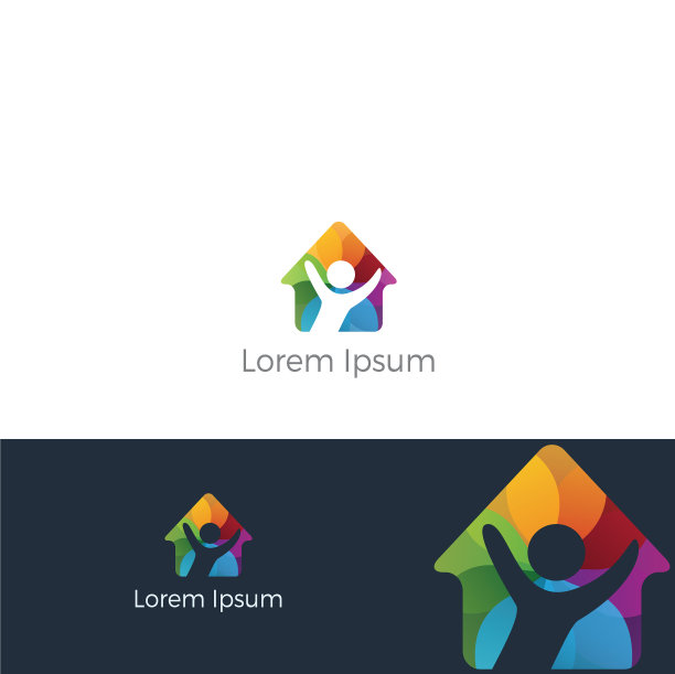 色彩缤纷的幸福家园地产标志图标图片下载