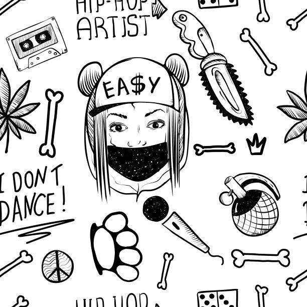 说唱音乐嘻哈涂鸦图案与说唱图片下载