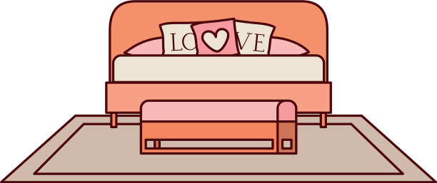 有沙发和爱心枕头的客厅图片下载