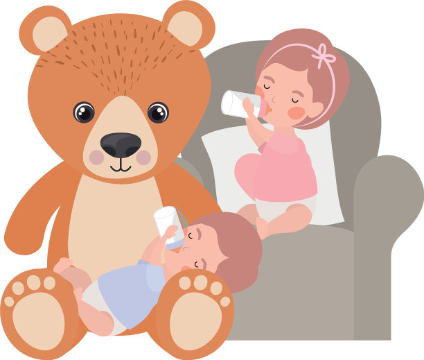 可爱的小孩和玩具熊的婴儿图片下载