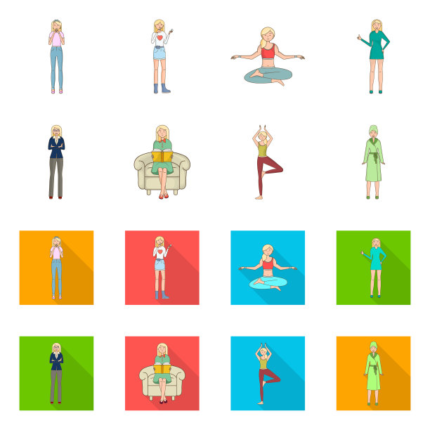 孤立物体姿态和情绪符号的集合图片下载