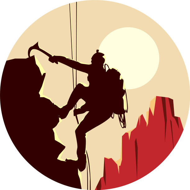 登山运动员的圆形标志图片下载