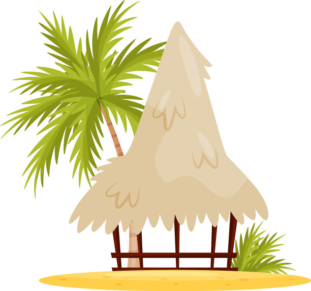 越南海滩平房，棕榈树和绿色图片下载