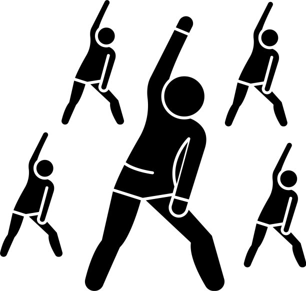 团体健身黑色图标标志孤立图片下载