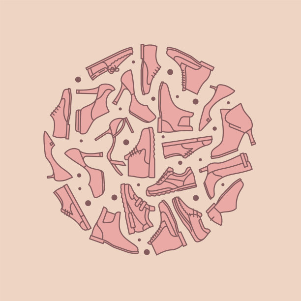 复古鞋图标设计圆形横幅图片下载