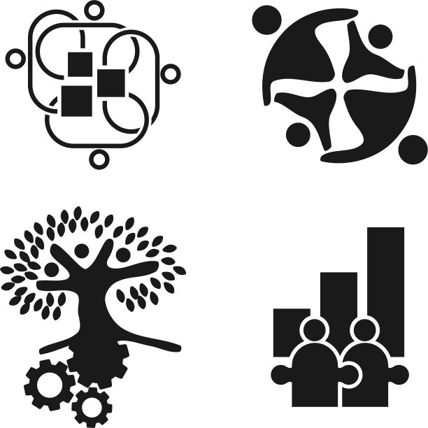 承诺团队合作共同经营黑色标志图片下载