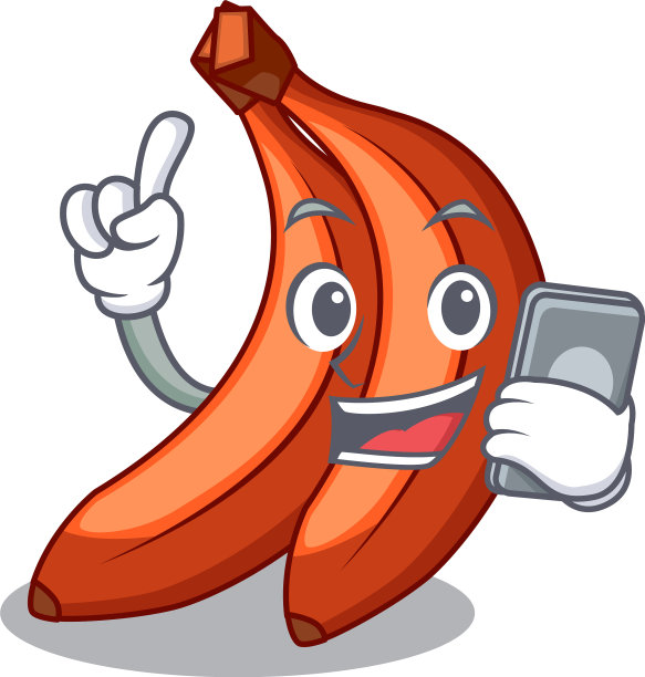 用手机把香蕉红隔离在吉祥物上图片下载