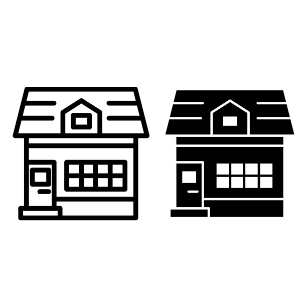 带有折边窗线和字形图标的房子图片下载