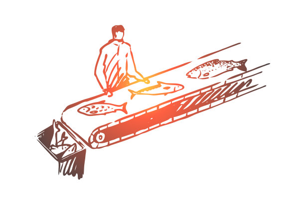 鱼类分拣业生产原料的概念图片下载