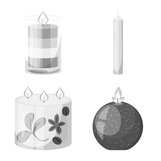 孤立物石蜡和火标志集图片下载