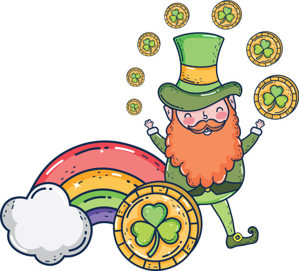 圣帕特里克节的小妖精和金币图片下载