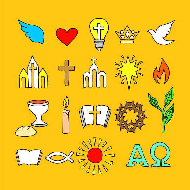 手绘的基督教符号和图标图片下载