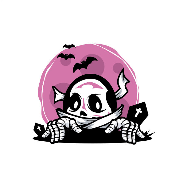 骷髅脸万圣节的主题标志图片下载