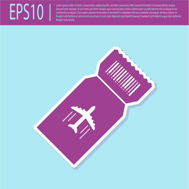 复古紫色机票图标孤立上图片下载