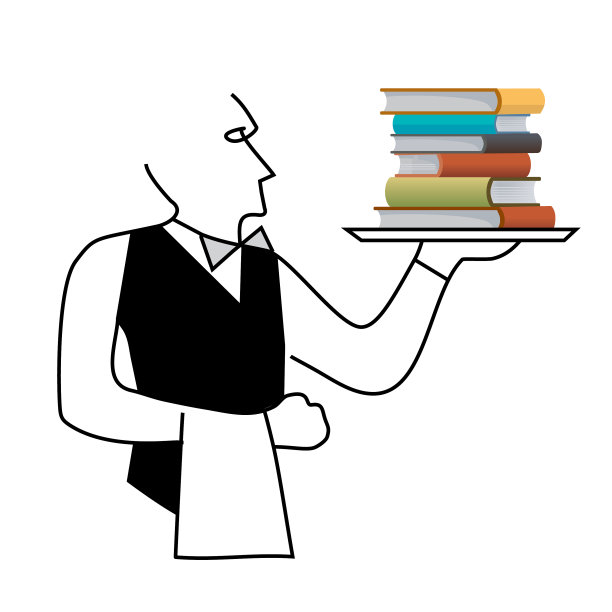 服务生服务图书，销售图书理念图片下载