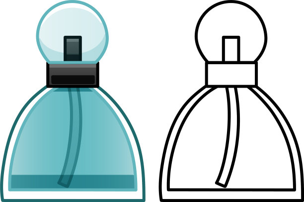 瓶子香水在彩色和线条版本图片下载