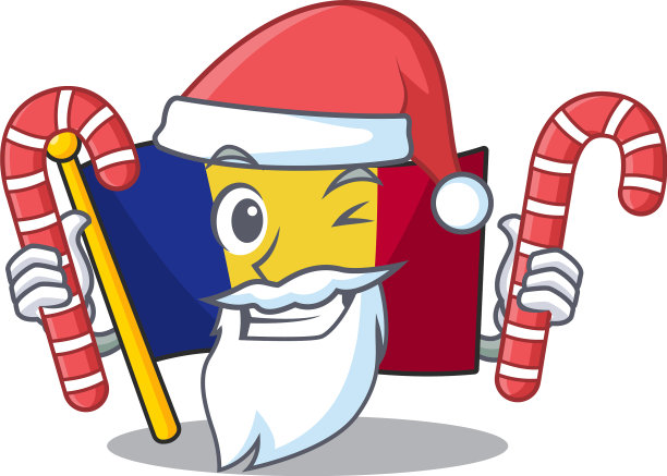 圣诞老人和糖果罗马尼亚国旗升起图片下载